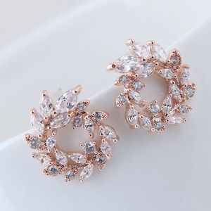 New Rose Gold Vermeil Sterling Silver 925 Wreath Vine Earrings
